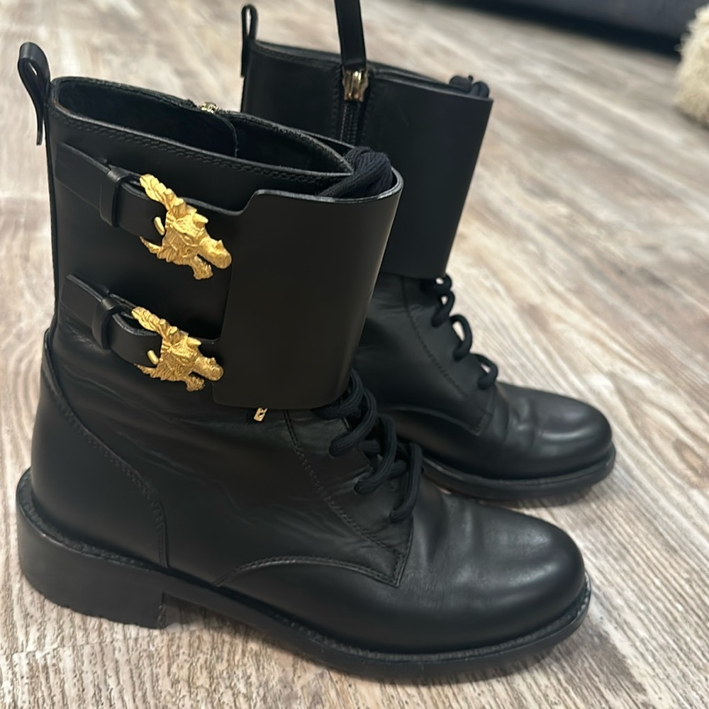 Valentino black combat boots 35.5